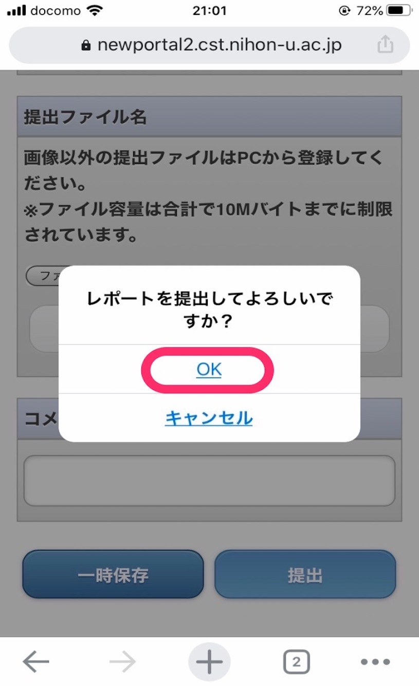6. 以下の画面が出たら，OK をタップする．
